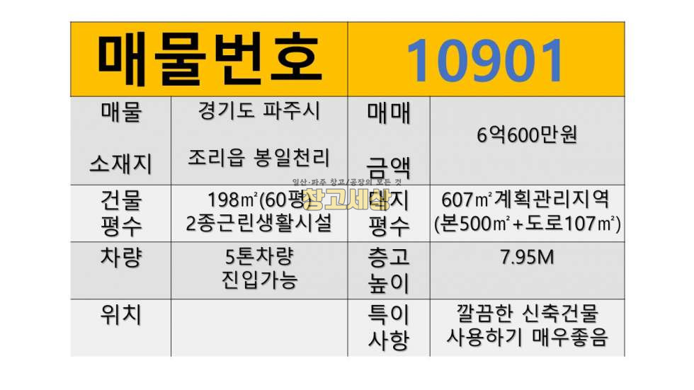 경기 파주시 조리읍 봉일천리 198㎡(60평)제2종근린생활시설/토지607㎡(대지500㎡+도로107㎡)계획관리지역/파주시 조리읍 봉일천리/매매가 6억600만원 매매 매물번호 10901 사진 2